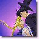 Tuxedo Mask about to kiss Sailor Moon