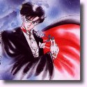 Manga: Tuxedo Mask holding a white rose